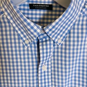 Tailorbyrd long sleeve button down light blue check shirt. Men’s Large
